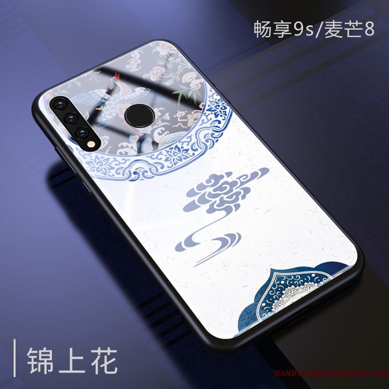 Etui Huawei P Smart+ 2019 Tasker Hærdning Kinesisk Stil, Cover Huawei P Smart+ 2019 Blød Glas Traner