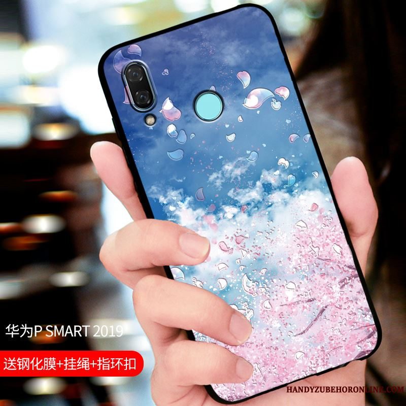 Etui Huawei P Smart 2019 Tasker Nubuck Telefon, Cover Huawei P Smart 2019 Beskyttelse Blå Tilpas