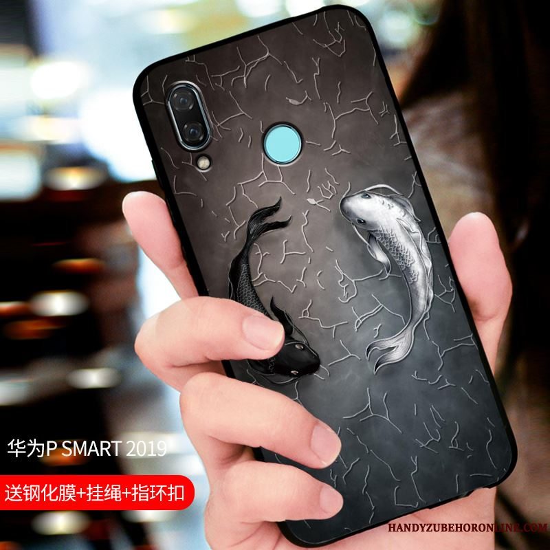 Etui Huawei P Smart 2019 Tasker Nubuck Telefon, Cover Huawei P Smart 2019 Beskyttelse Blå Tilpas