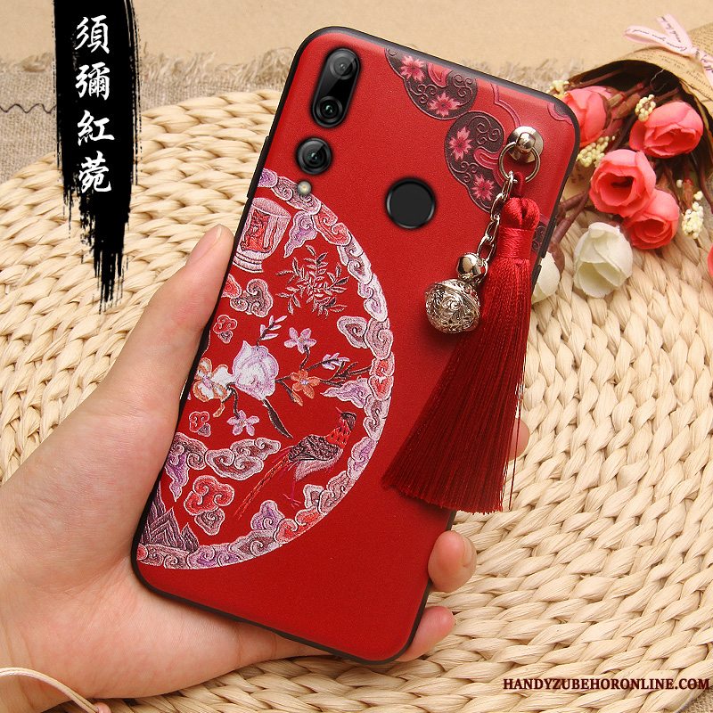 Etui Huawei P Smart+ 2019 Tasker Rød Telefon, Cover Huawei P Smart+ 2019 Mode Net Red Anti-fald