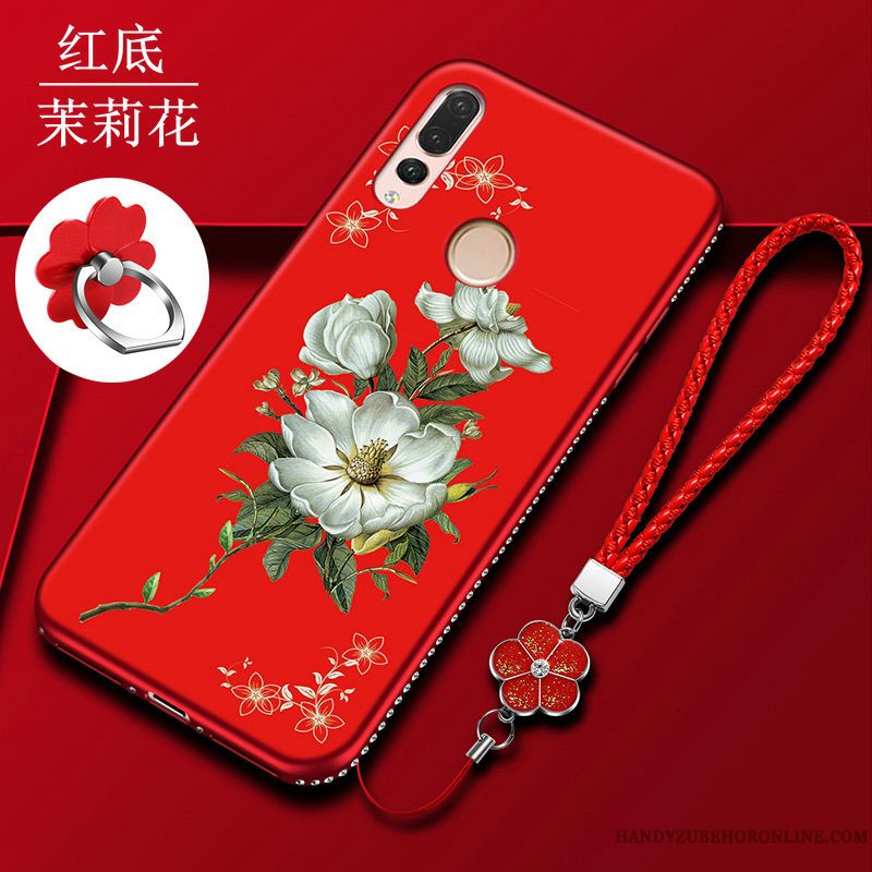 Etui Huawei P Smart+ 2019 Tasker Telefonlilje, Cover Huawei P Smart+ 2019 Silikone Sort Ny