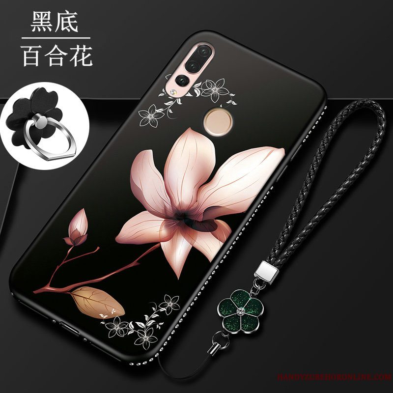 Etui Huawei P Smart+ 2019 Tasker Telefonlilje, Cover Huawei P Smart+ 2019 Silikone Sort Ny