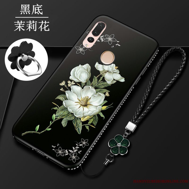 Etui Huawei P Smart+ 2019 Tasker Telefonlilje, Cover Huawei P Smart+ 2019 Silikone Sort Ny