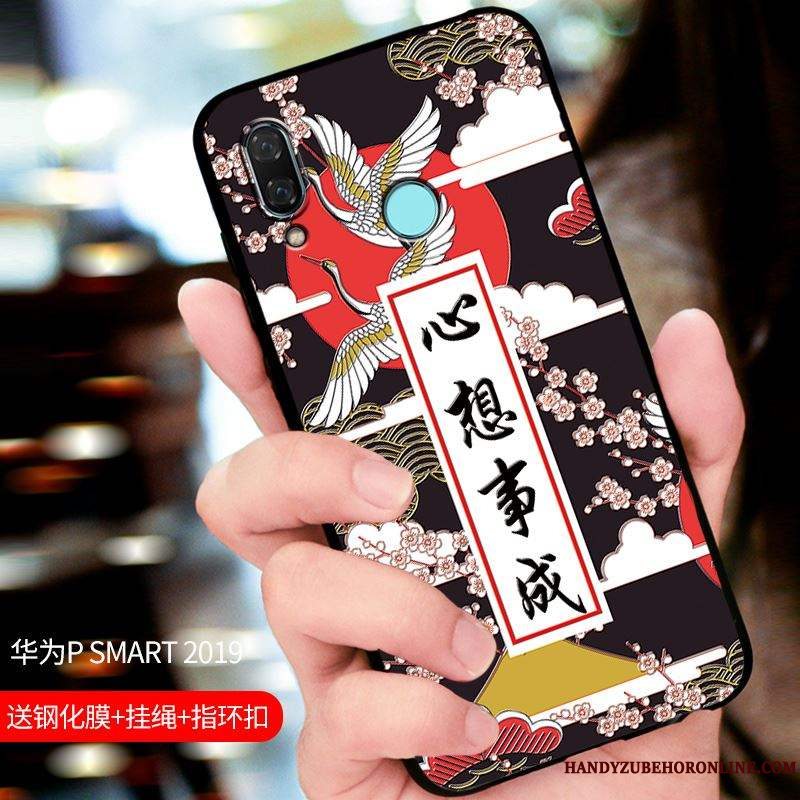 Etui Huawei P Smart 2019 Tasker Telefonsort, Cover Huawei P Smart 2019 Beskyttelse Nubuck Tilpas