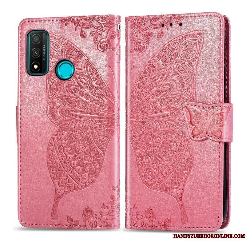 Etui Huawei P Smart 2020 Beskyttelse Prægning Hængende Ornamenter, Cover Huawei P Smart 2020 Relief Blomster Sommerfugle