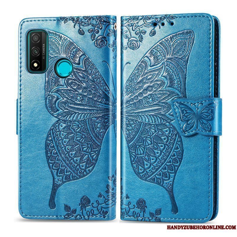 Etui Huawei P Smart 2020 Beskyttelse Prægning Hængende Ornamenter, Cover Huawei P Smart 2020 Relief Blomster Sommerfugle