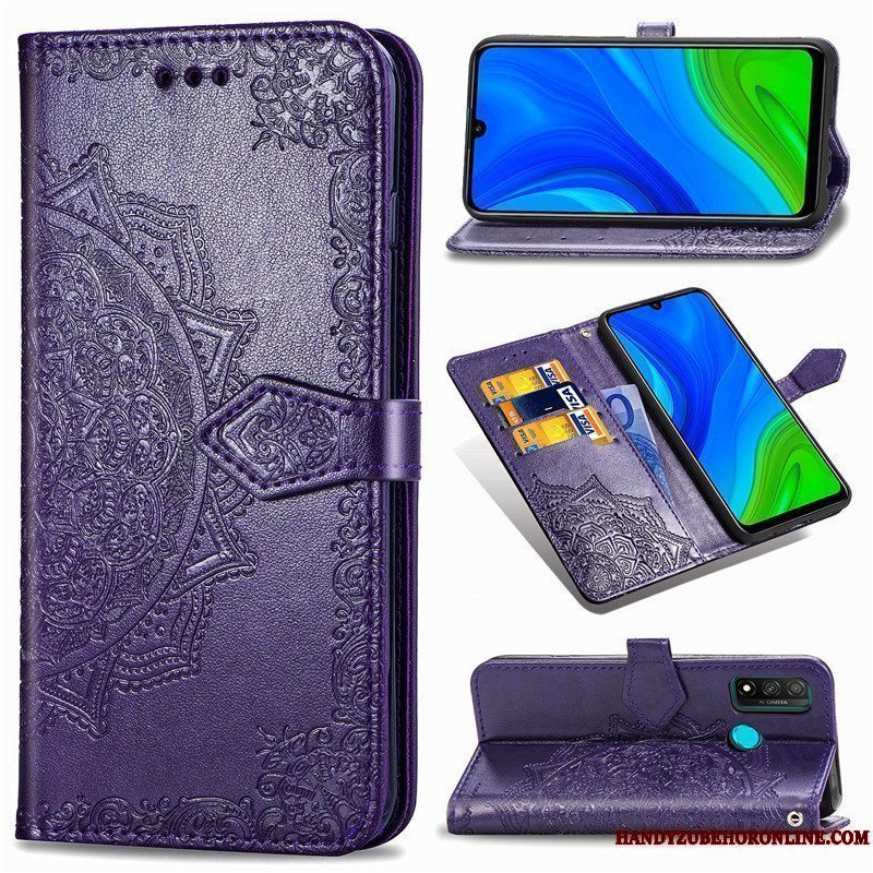 Etui Huawei P Smart 2020 Læder Hængende Ornamenter Prægning, Cover Huawei P Smart 2020 Folio Telefonsort