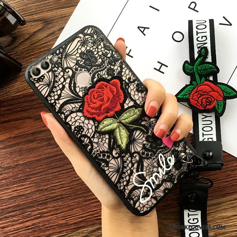 Etui Huawei P Smart Beskyttelse Blomster Telefon, Cover Huawei P Smart Trend Sort