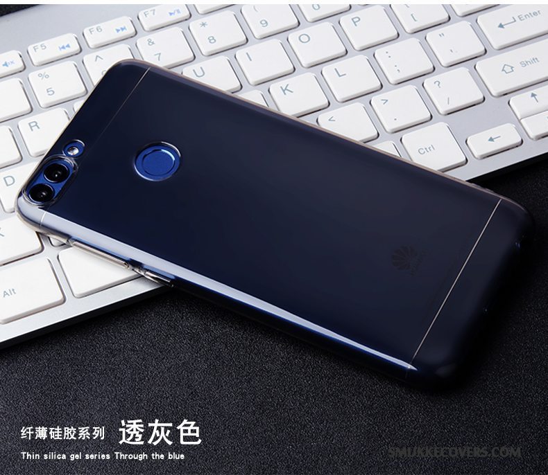 Etui Huawei P Smart Blød Anti-fald Gennemsigtig, Cover Huawei P Smart Beskyttelse Blå Telefon