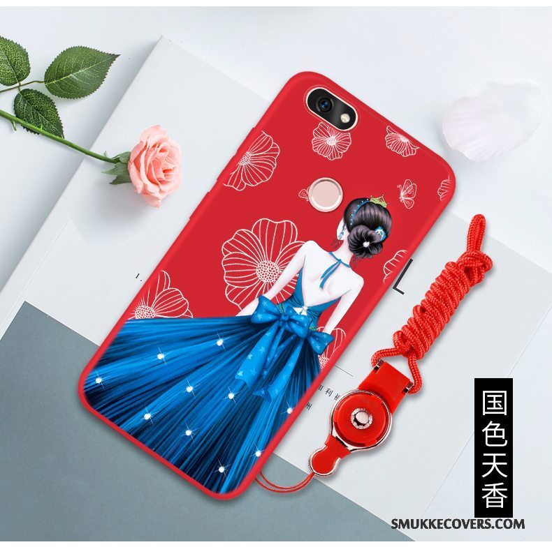 Etui Huawei P Smart Blød Anti-fald Rød, Cover Huawei P Smart Beskyttelse Telefon