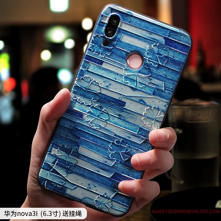 Etui Huawei P Smart+ Blød Nubuck Blå, Cover Huawei P Smart+ Tasker Af Personlighed Tynd