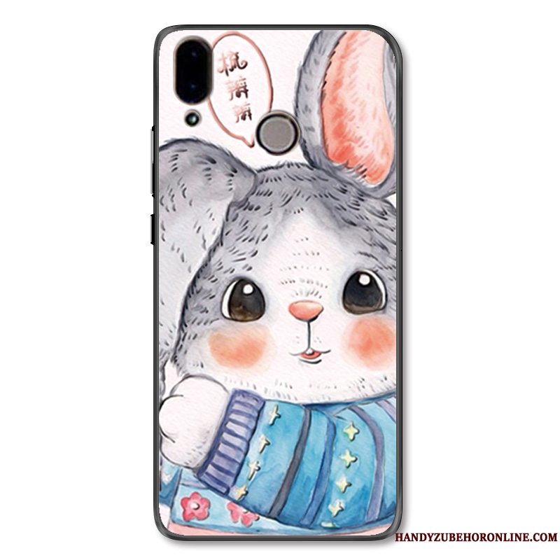 Etui Huawei P Smart+ Cartoon Hængende Ornamenter Kanin, Cover Huawei P Smart+ Silikone Smuk Gul