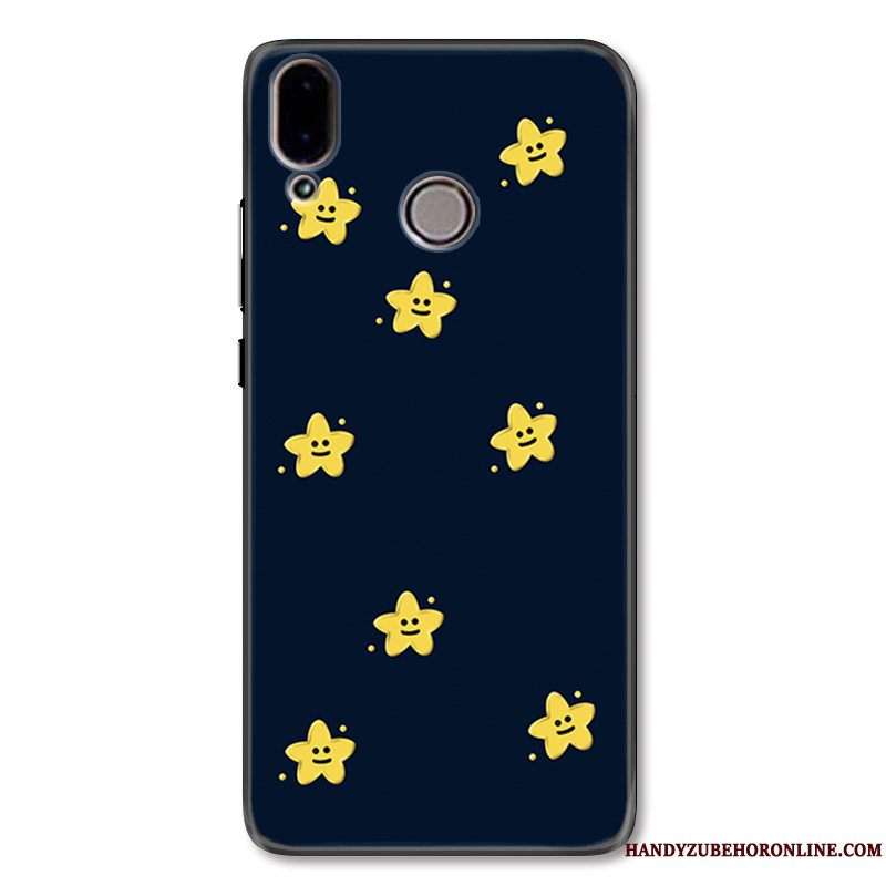 Etui Huawei P Smart+ Cartoon Sort Nubuck, Cover Huawei P Smart+ Silikone Anti-fald Telefon