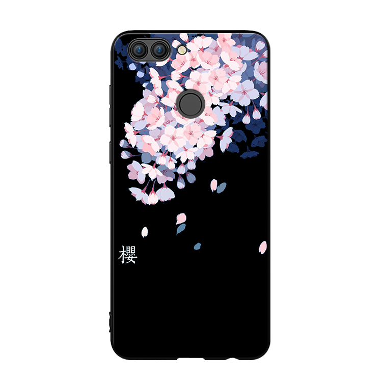 Etui Huawei P Smart Farve Skønhed Sort, Cover Huawei P Smart Beskyttelse Nubuck Cherry