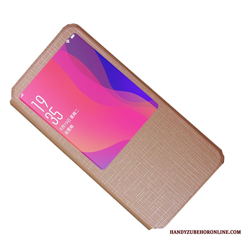 Etui Huawei P Smart+ Folio Guld Glas, Cover Huawei P Smart+ Blød Silke Sort