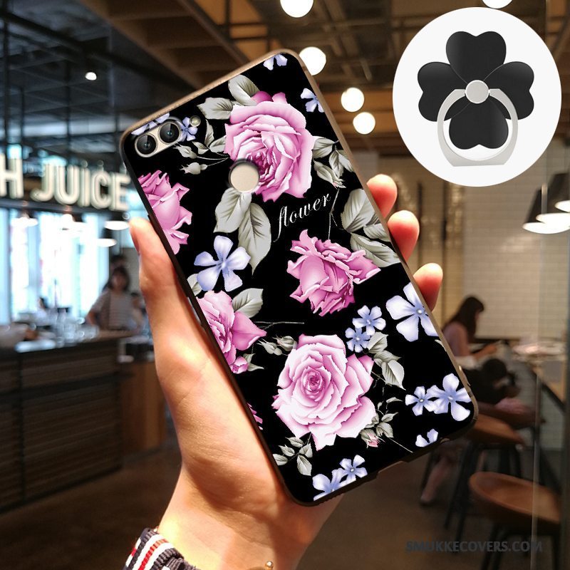 Etui Huawei P Smart Kreativ Sort Nubuck, Cover Huawei P Smart Blød Telefonanti-fald