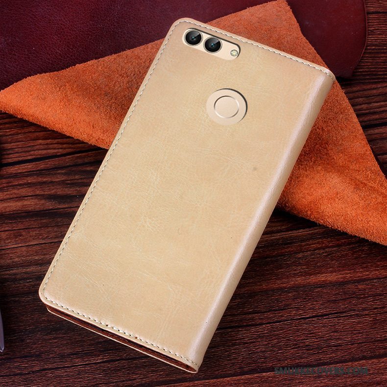 Etui Huawei P Smart Læder Anti-fald Guld, Cover Huawei P Smart Folio Telefon