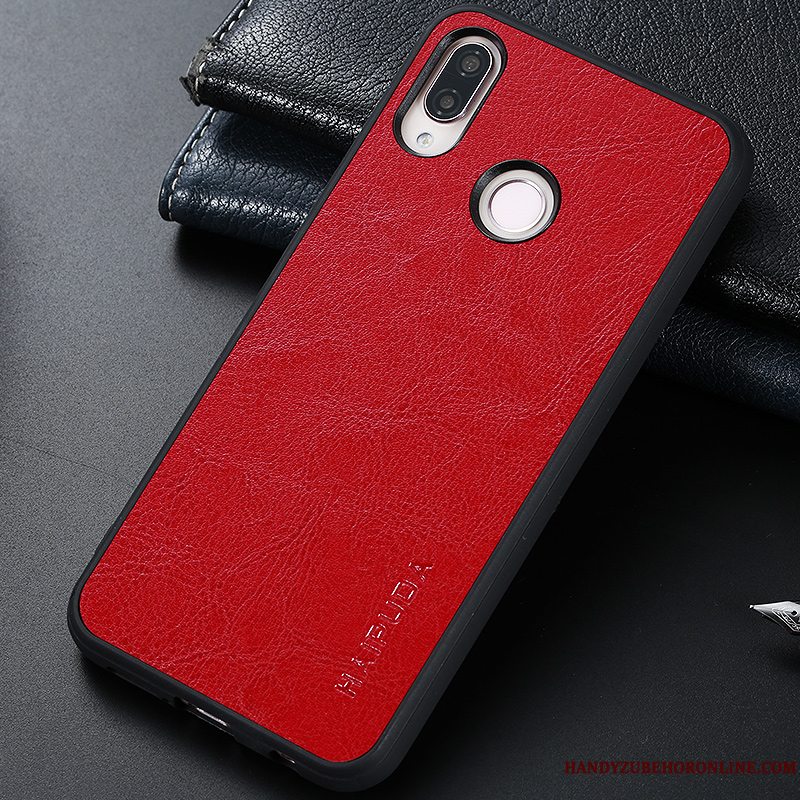 Etui Huawei P Smart+ Læder Ny Bagdæksel, Cover Huawei P Smart+ Tasker Lyserød Anti-fald