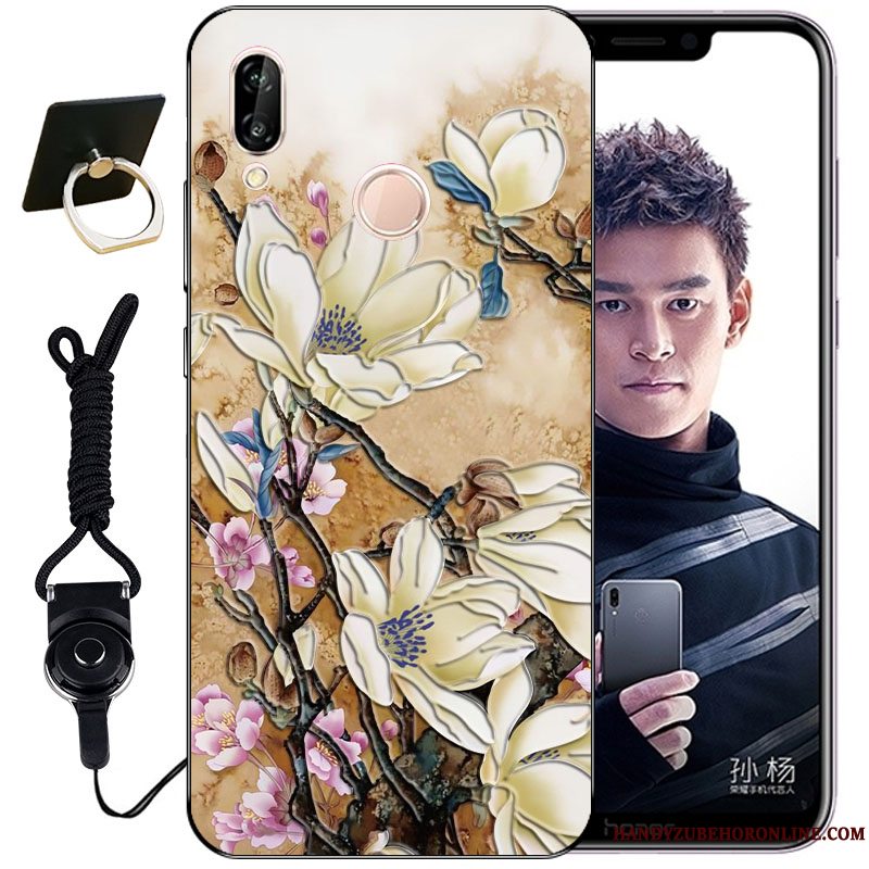 Etui Huawei P Smart+ Relief Anti-fald Nuttet, Cover Huawei P Smart+ Tasker Blå Telefon