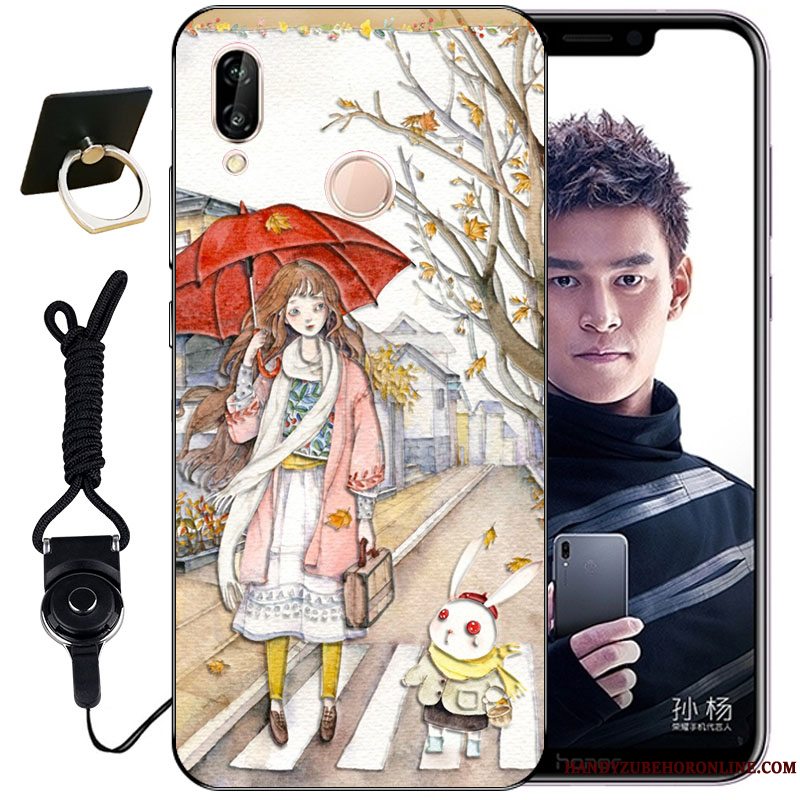 Etui Huawei P Smart+ Relief Anti-fald Nuttet, Cover Huawei P Smart+ Tasker Blå Telefon