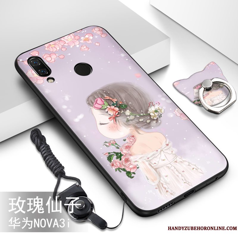Etui Huawei P Smart+ Silikone Af Personlighed Telefon, Cover Huawei P Smart+ Kreativ Grå Hængende Ornamenter