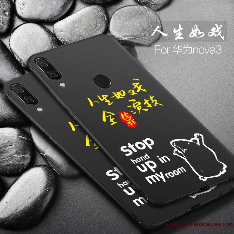 Etui Huawei P Smart+ Silikone Nubuck Smuk, Cover Huawei P Smart+ Kreativ Anti-fald Sort