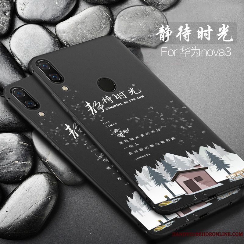 Etui Huawei P Smart+ Silikone Nubuck Smuk, Cover Huawei P Smart+ Kreativ Anti-fald Sort