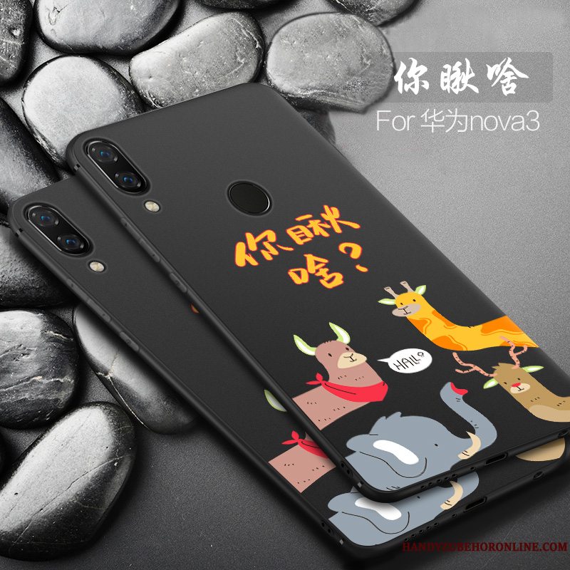 Etui Huawei P Smart+ Silikone Nubuck Smuk, Cover Huawei P Smart+ Kreativ Anti-fald Sort