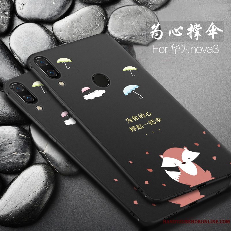 Etui Huawei P Smart+ Silikone Nubuck Smuk, Cover Huawei P Smart+ Kreativ Anti-fald Sort
