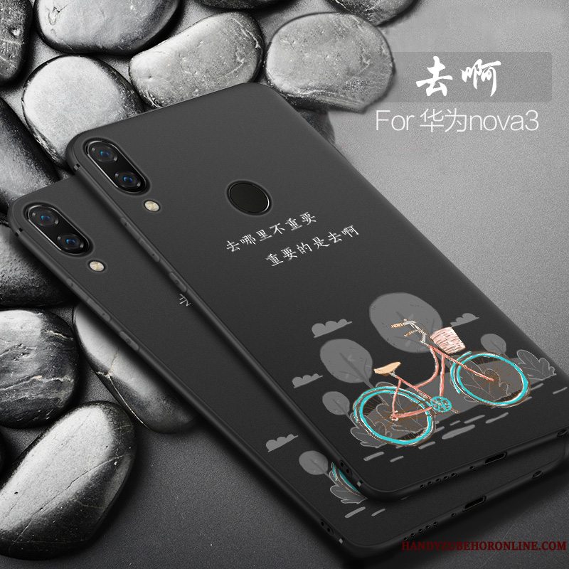 Etui Huawei P Smart+ Silikone Nubuck Smuk, Cover Huawei P Smart+ Kreativ Anti-fald Sort