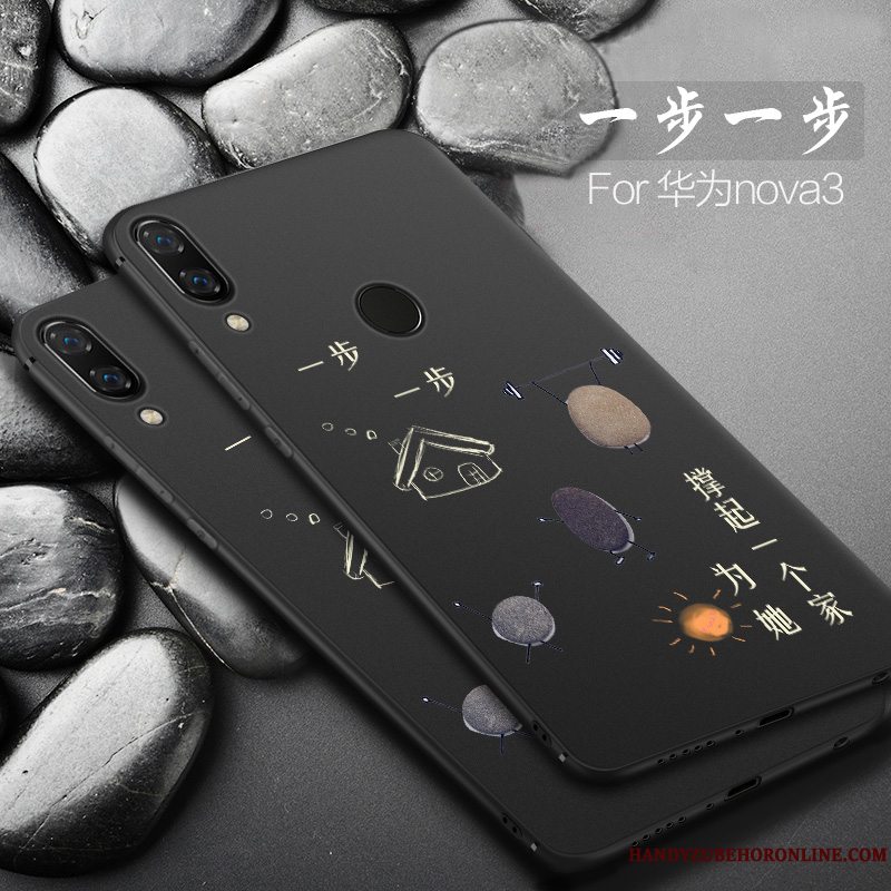 Etui Huawei P Smart+ Silikone Nubuck Smuk, Cover Huawei P Smart+ Kreativ Anti-fald Sort