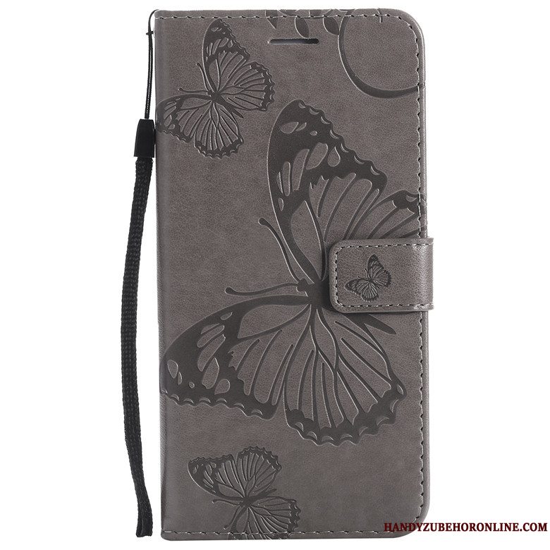 Etui Huawei P Smart Z Læder Sommerfugl Blomster Skærmbeskyttelse, Cover Huawei P Smart Z Beskyttelse Telefonorange