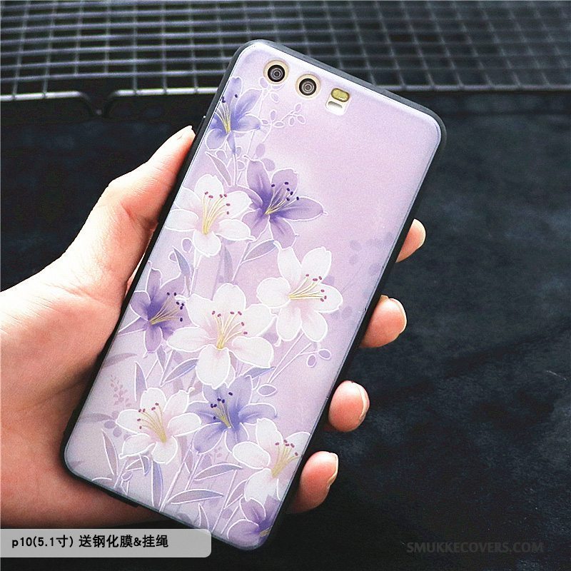 Etui Huawei P10 Beskyttelse Trend Rød, Cover Huawei P10 Silikone Blomster Telefon