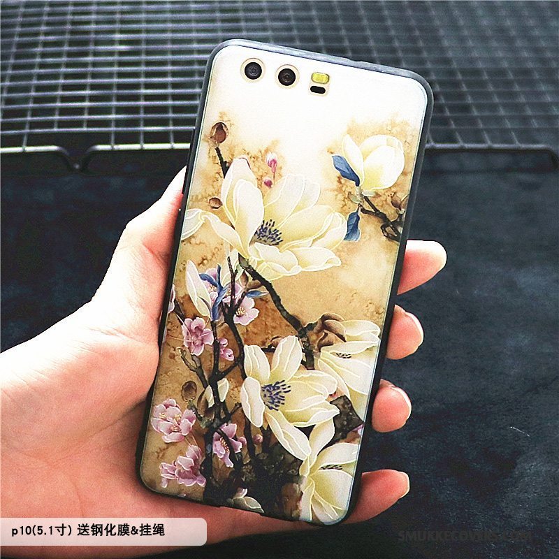 Etui Huawei P10 Beskyttelse Trend Rød, Cover Huawei P10 Silikone Blomster Telefon