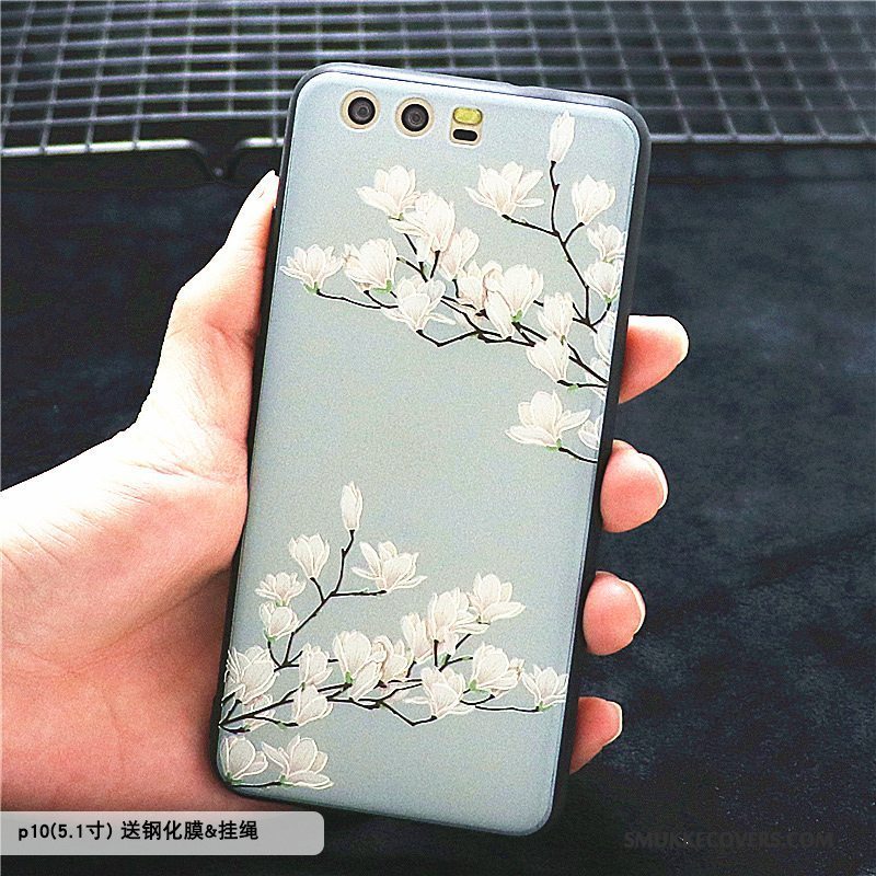 Etui Huawei P10 Beskyttelse Trend Rød, Cover Huawei P10 Silikone Blomster Telefon