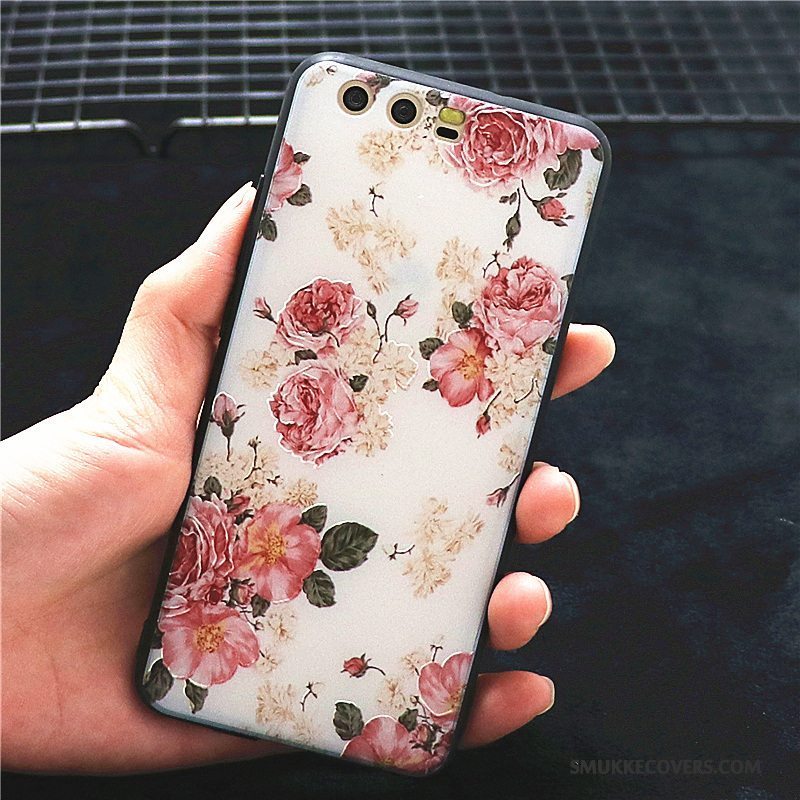 Etui Huawei P10 Beskyttelse Trend Rød, Cover Huawei P10 Silikone Blomster Telefon