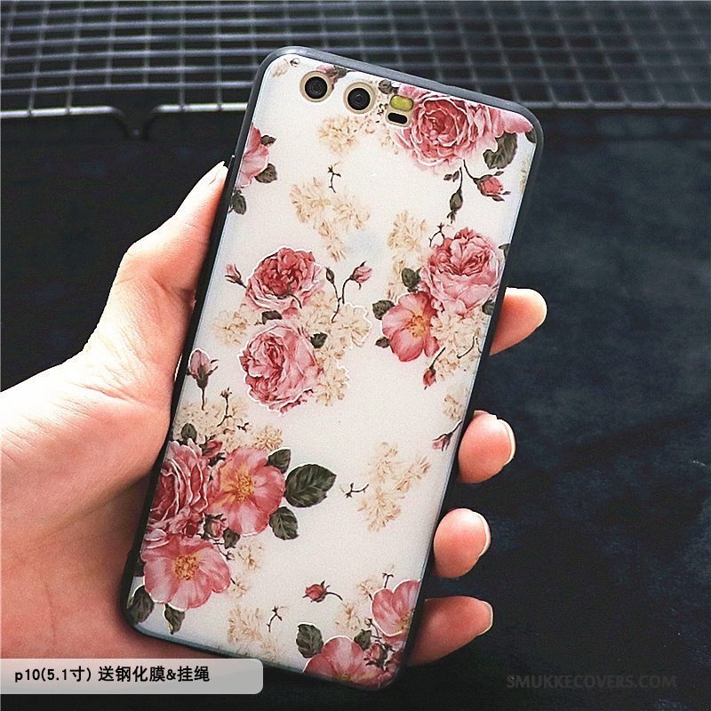 Etui Huawei P10 Beskyttelse Trend Rød, Cover Huawei P10 Silikone Blomster Telefon