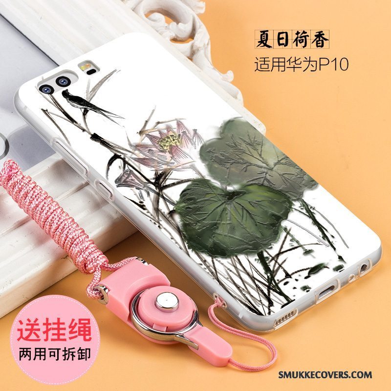 Etui Huawei P10 Blød Anti-fald Af Personlighed, Cover Huawei P10 Kreativ Hvid Hængende Ornamenter