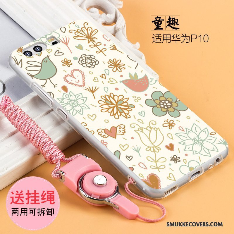 Etui Huawei P10 Blød Anti-fald Af Personlighed, Cover Huawei P10 Kreativ Hvid Hængende Ornamenter