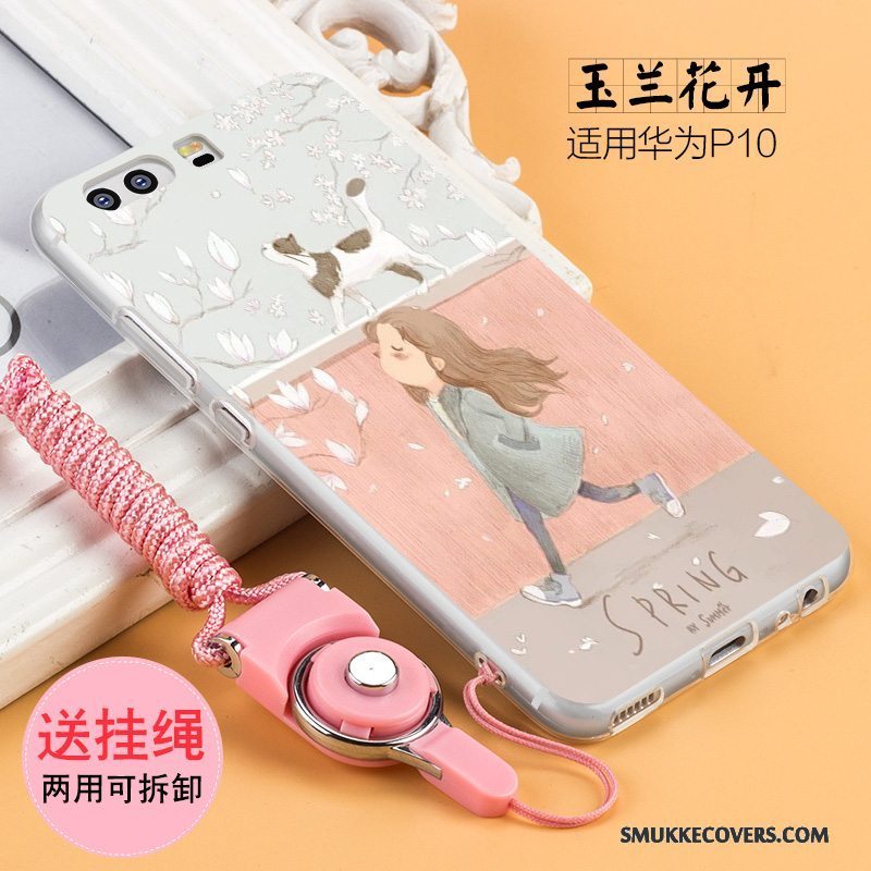 Etui Huawei P10 Blød Anti-fald Af Personlighed, Cover Huawei P10 Kreativ Hvid Hængende Ornamenter
