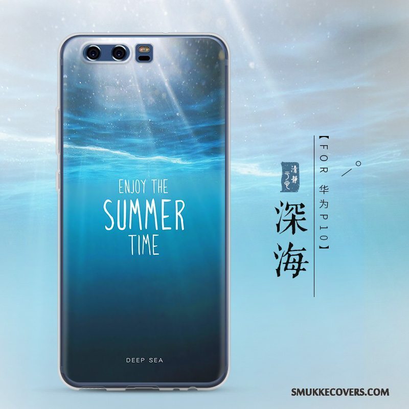 Etui Huawei P10 Blød Anti-fald Blå, Cover Huawei P10 Silikone Telefongennemsigtig