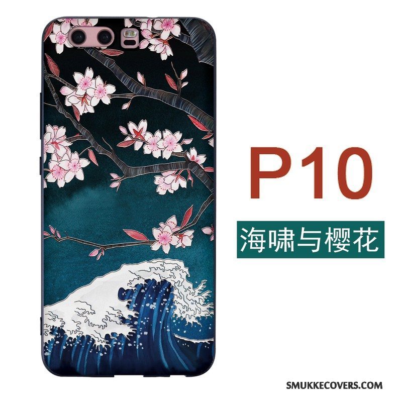 Etui Huawei P10 Blød Sort Telefon, Cover Huawei P10 Silikone Kran Kat