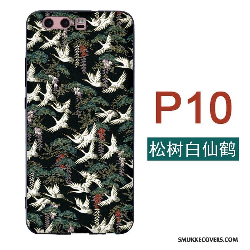 Etui Huawei P10 Blød Sort Telefon, Cover Huawei P10 Silikone Kran Kat
