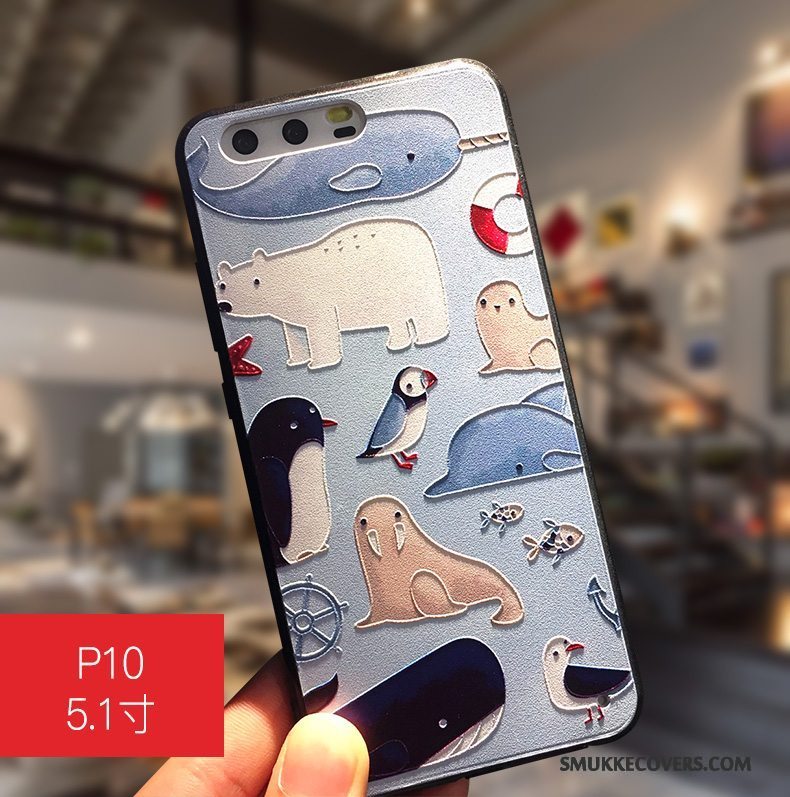 Etui Huawei P10 Kreativ Hængende Ornamenter Hård, Cover Huawei P10 Cartoon Blå Anti-fald