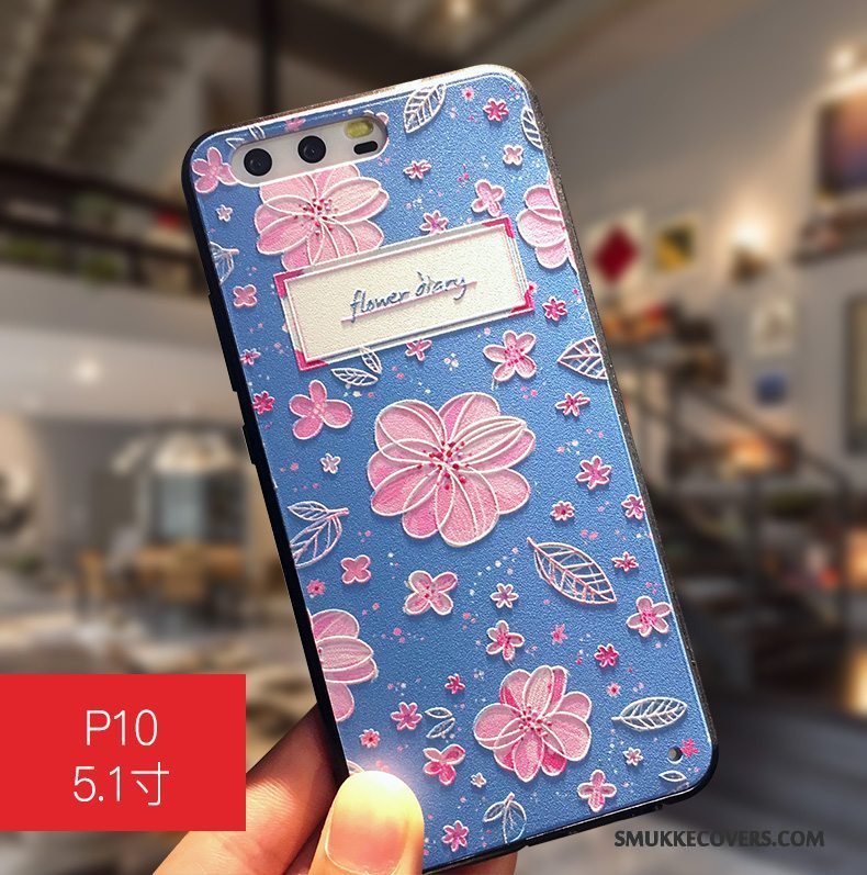 Etui Huawei P10 Kreativ Hængende Ornamenter Hård, Cover Huawei P10 Cartoon Blå Anti-fald