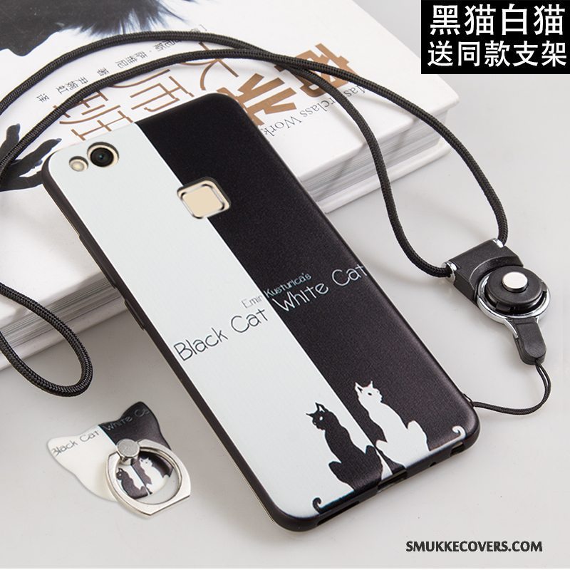 Etui Huawei P10 Lite Beskyttelse Ungdom Telefon, Cover Huawei P10 Lite Malet Hængende Ornamenter Sort
