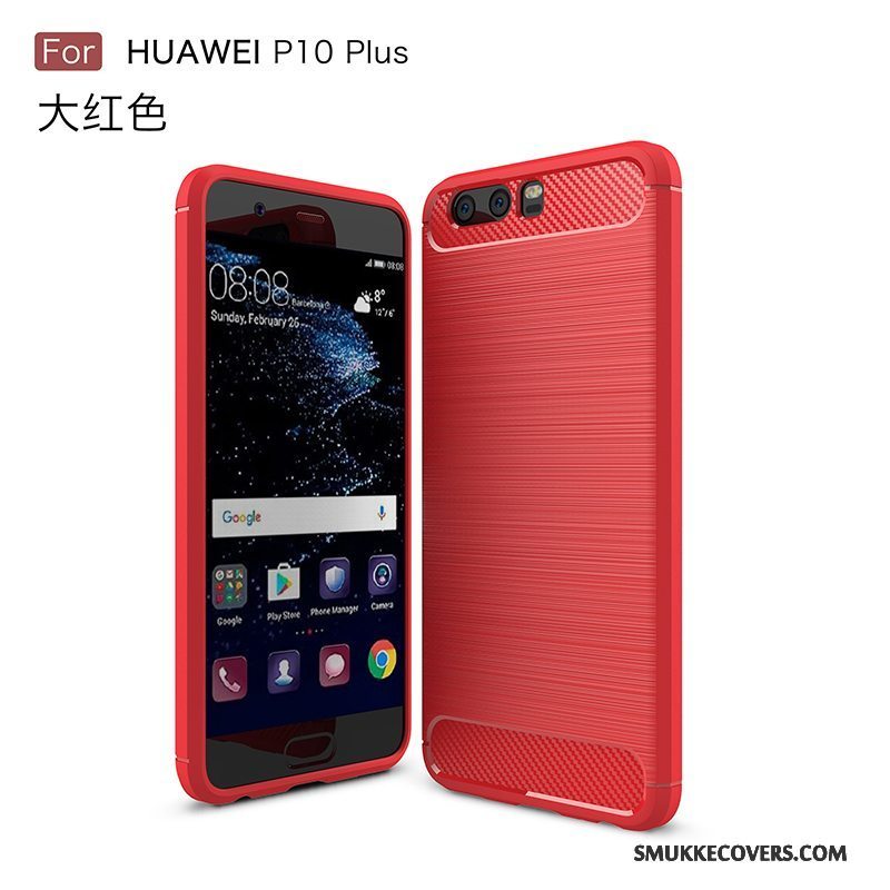 Etui Huawei P10 Plus Blød Fiber Sort, Cover Huawei P10 Plus Beskyttelse Anti-fald Nubuck