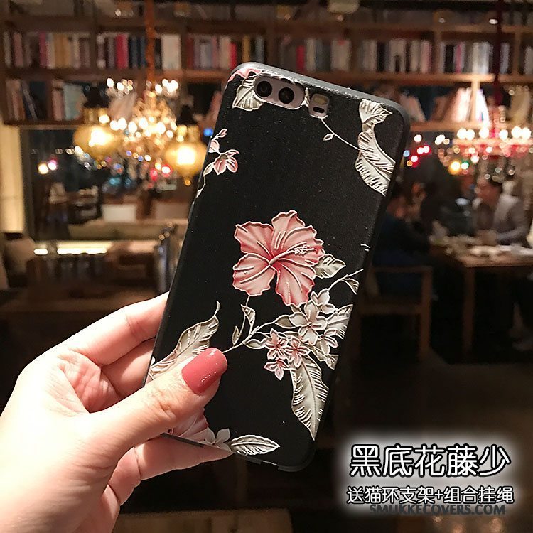 Etui Huawei P10 Plus Blød Lille Sektion Sort, Cover Huawei P10 Plus Relief Telefonnubuck