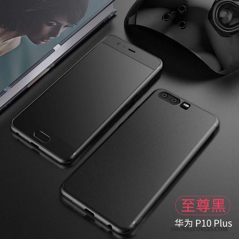 Etui Huawei P10 Plus Blød Telefontynd, Cover Huawei P10 Plus Silikone Sort Nubuck