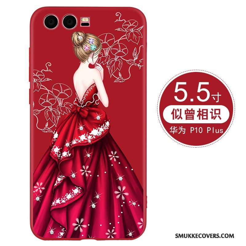 Etui Huawei P10 Plus Blød Trend Af Personlighed, Cover Huawei P10 Plus Beskyttelse Rød Telefon